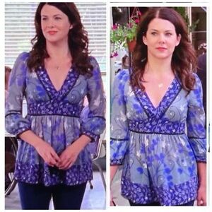 ASPT Lorelai Gilmore Anthropologie Fei top Boho Blouse as seen on tv